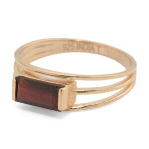 SHIVAM Made In India 14kt Gold Plated Garnet Ring